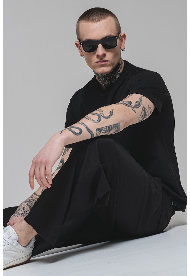 Tricou regular fit din amestec de bumbac organic - Negru