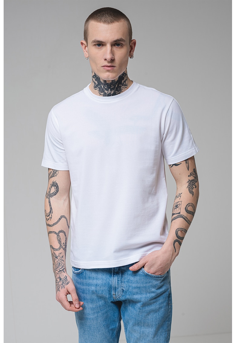 Tricou regular fit din amestec de bumbac organic - Alb