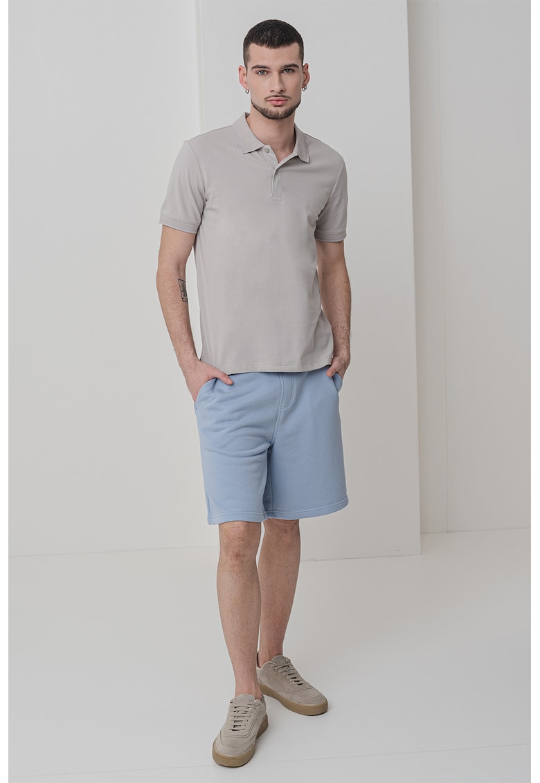 Tricou polo din amestec de bumbac organic - Maro taupe deschis