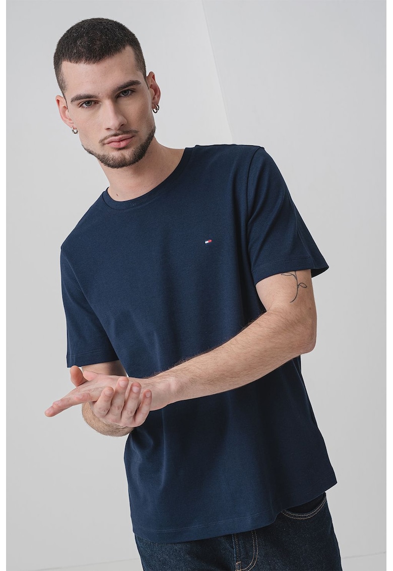 Tricou de bumbac organic cu logo discret - Albastru ultramarin