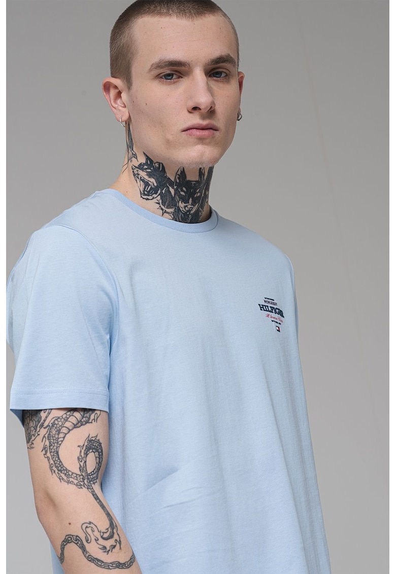 Tricou cu logo - Albastru pastel/Bleumarin