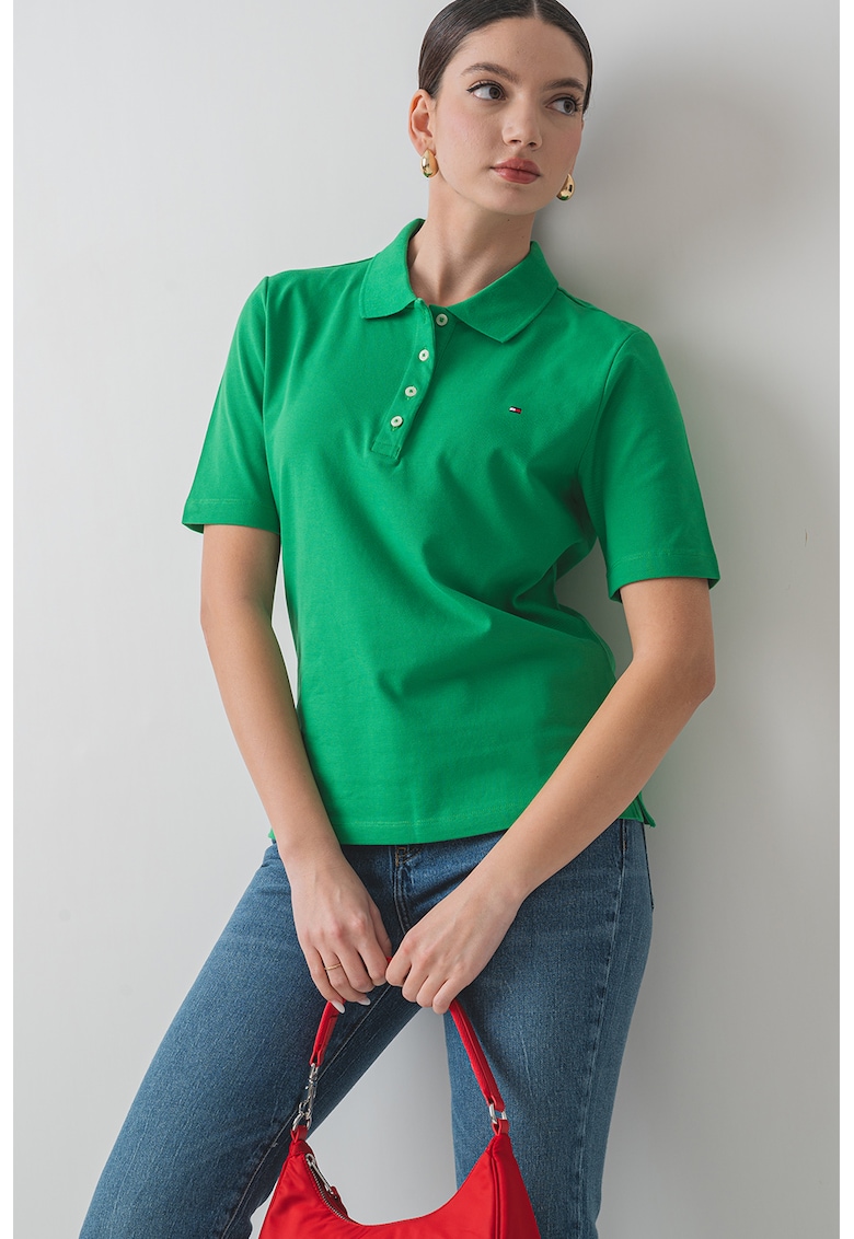 Tommy Hilfiger Tricou polo regular fit cu logo discret - Verde