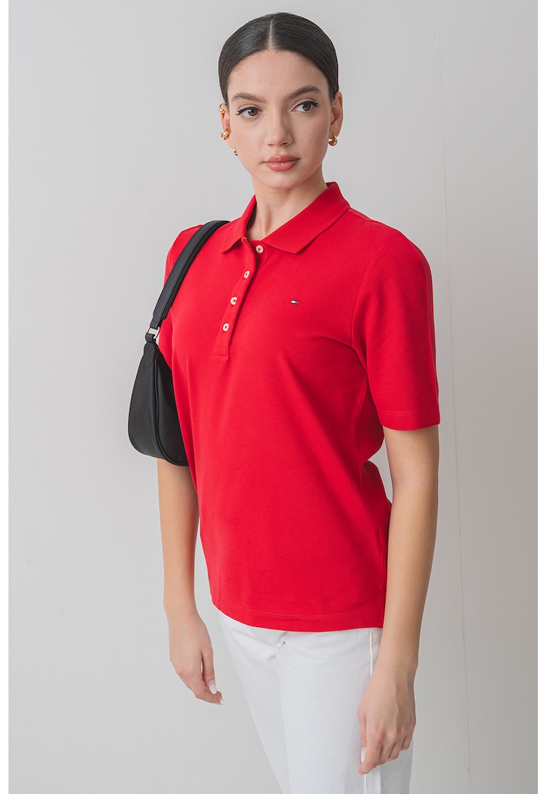 Tommy Hilfiger Tricou polo regular fit cu logo discret - Rosu vermillion