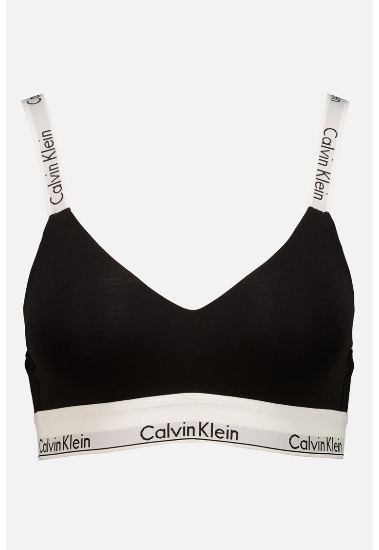 Sutien din amestec de modal cu logo - Negru