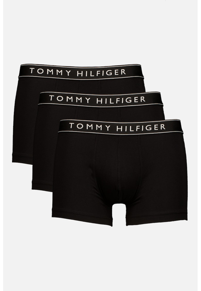 Set de boxeri din amestec de bumbac cu logo - 3 perechi - Negru