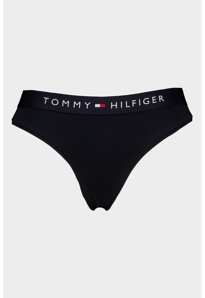 Chiloti tanga cu banda logo in talie