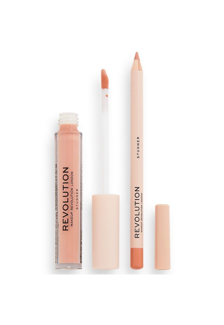 Set ingrijire buze Revolution: Ruj - 3 ml + Creion de buze - 1 g Lip Contour Kit