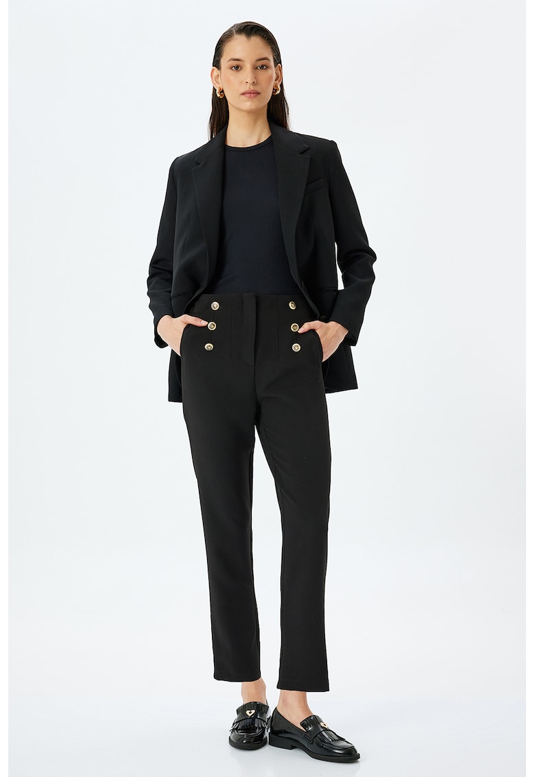 Pantaloni conici cu talie inalta