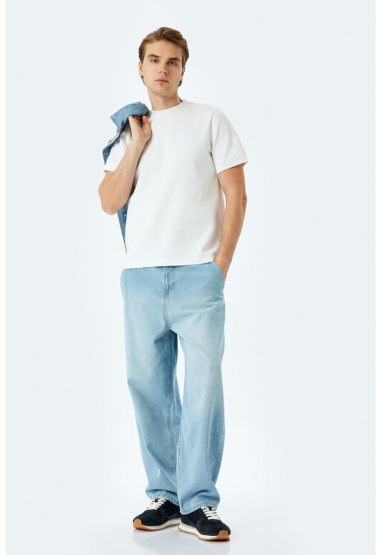 Blugi cu croiala ampla - Albastru deschis melange