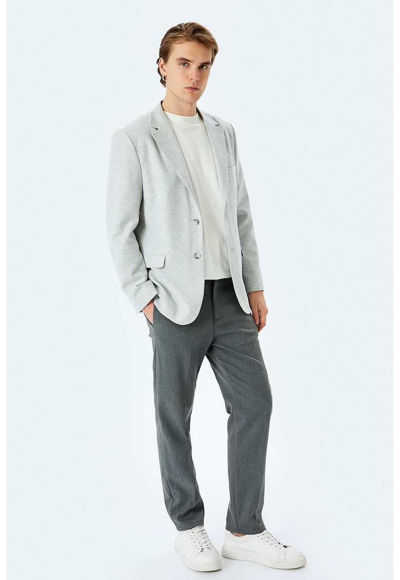 Sacou casual cu mansete cu nasturi - Gri deschis melange