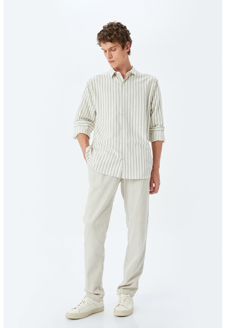 Camasa cu model in dungi - Alb/Gri deschis