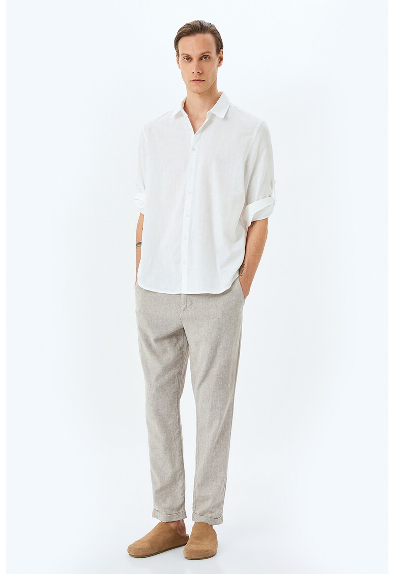 Camasa de bumbac cu guler ascutit - Alb optic