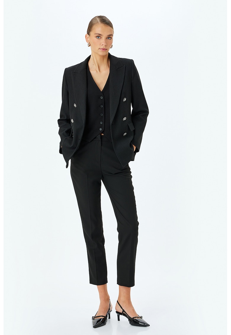 Pantaloni crop cu talie inalta - Negru