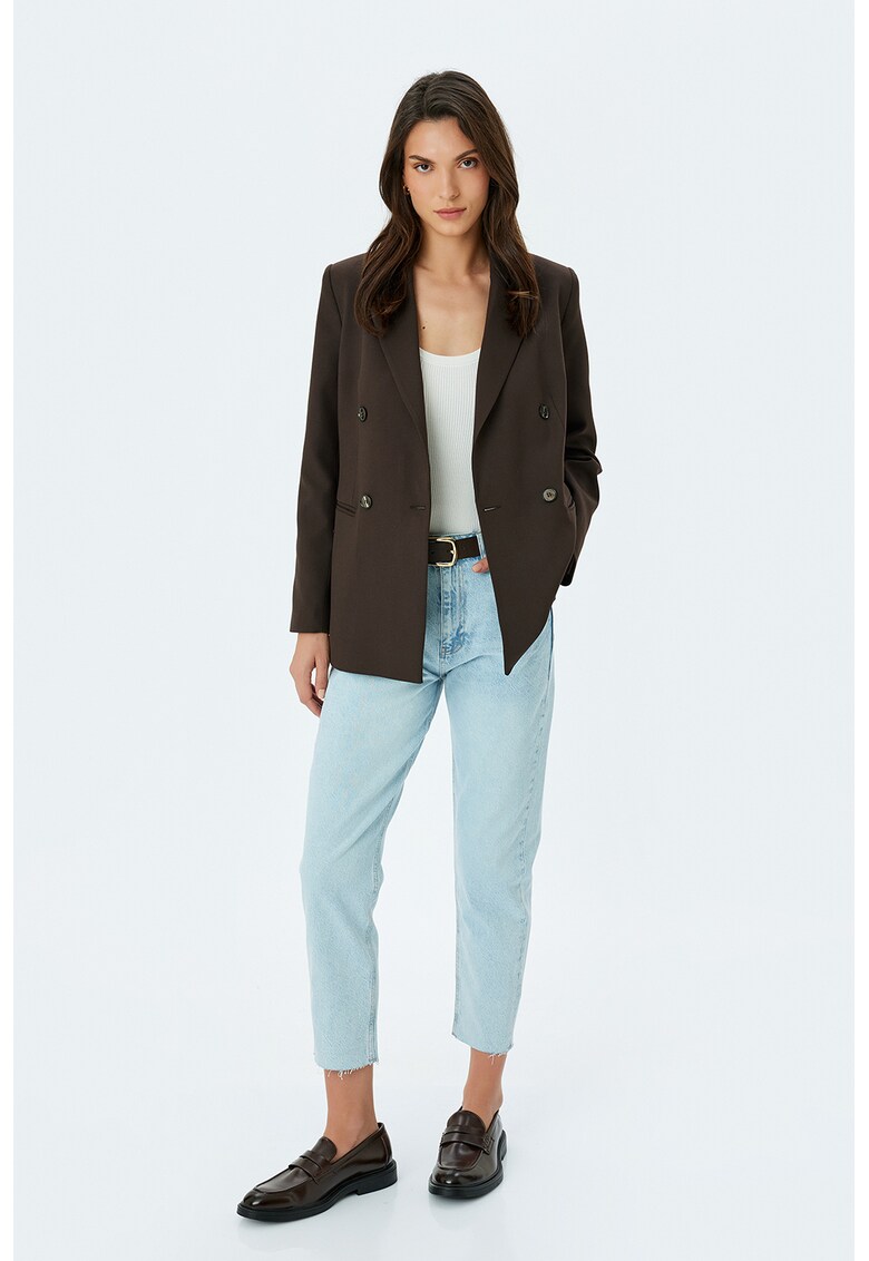 Blugi crop cu talie inalta