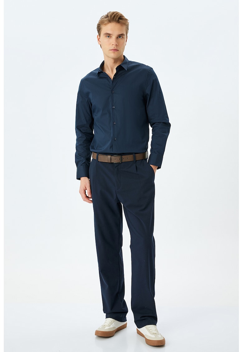 Camasa din amestec de bumbac cu guler ascutit