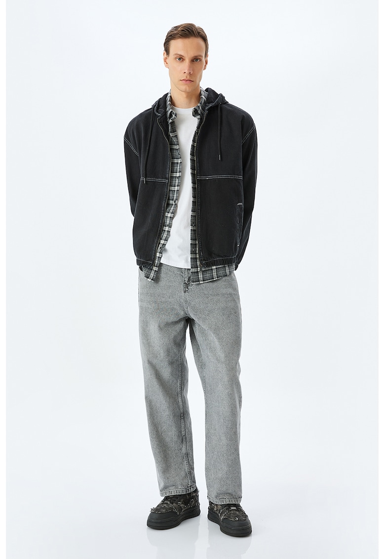 Jacheta de bumbac cu detalii contrastante