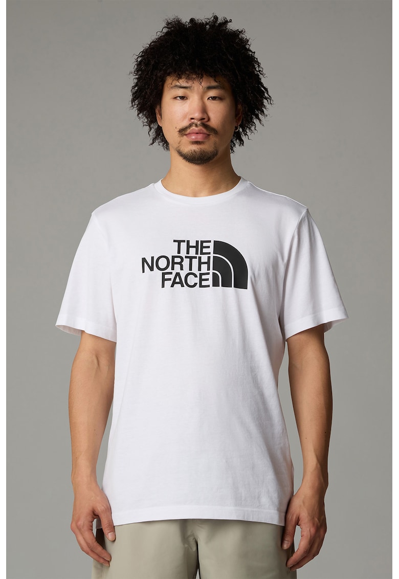 Tricou regular fit cu decolteu la baza gatului si imprimeu logo