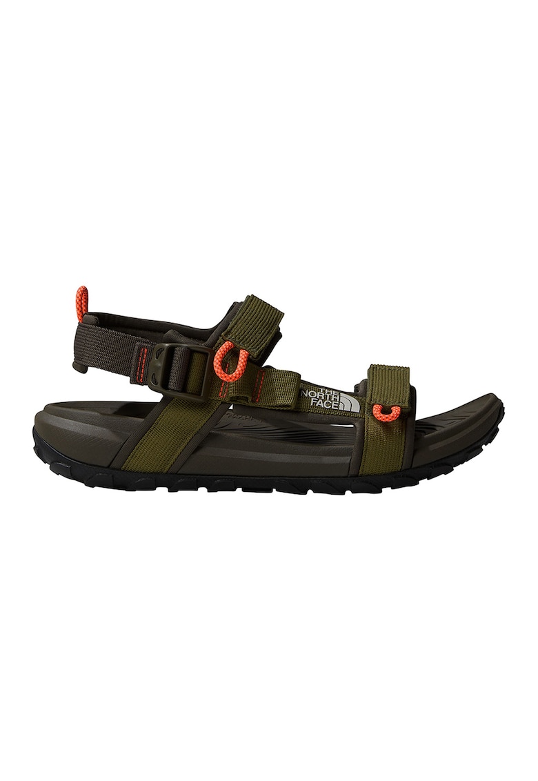 Sandale cu velcro si logo - Verde masliniu