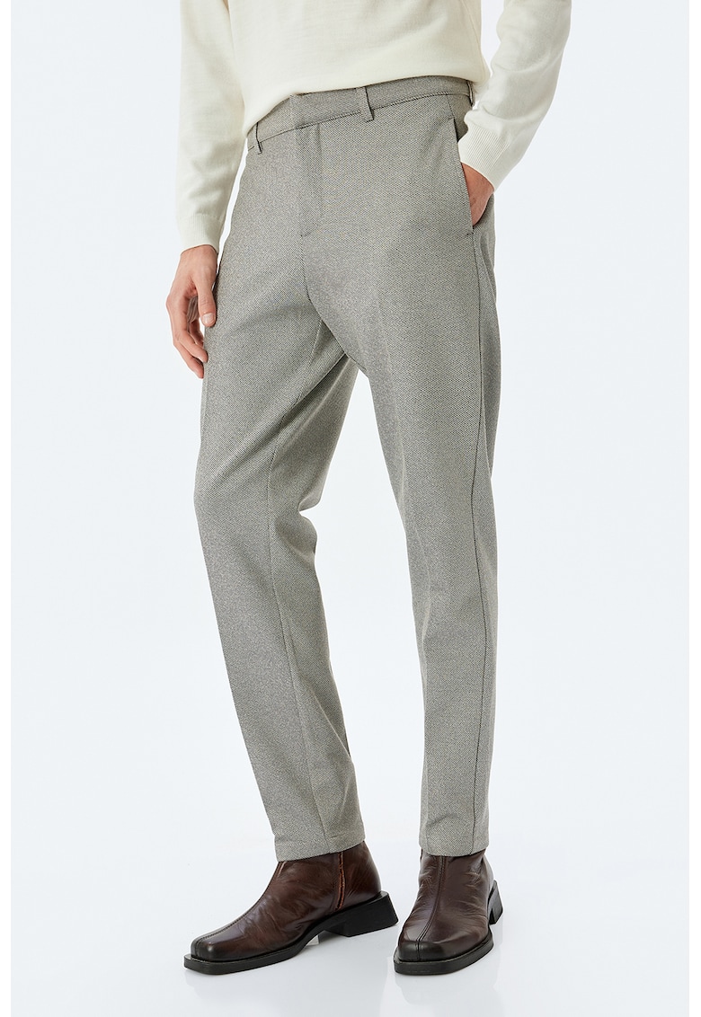 Pantaloni cu talie medie - Gri deschis