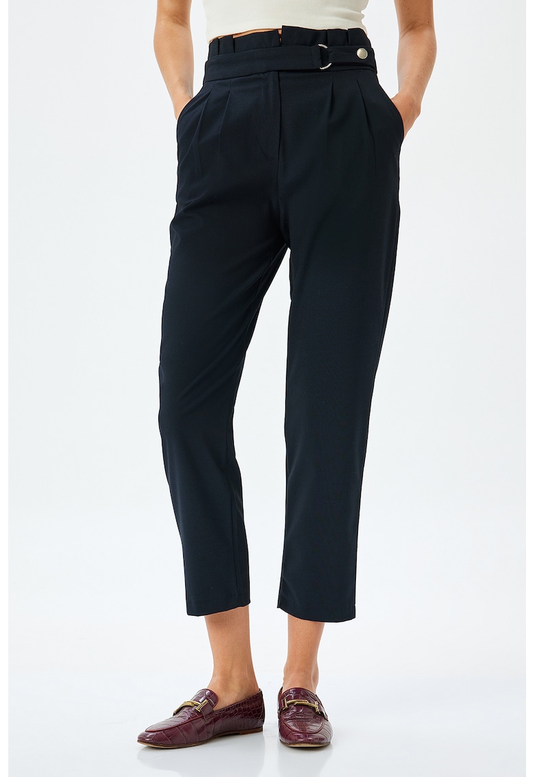 Pantaloni conici si talie inalta - Albastru ultramarin