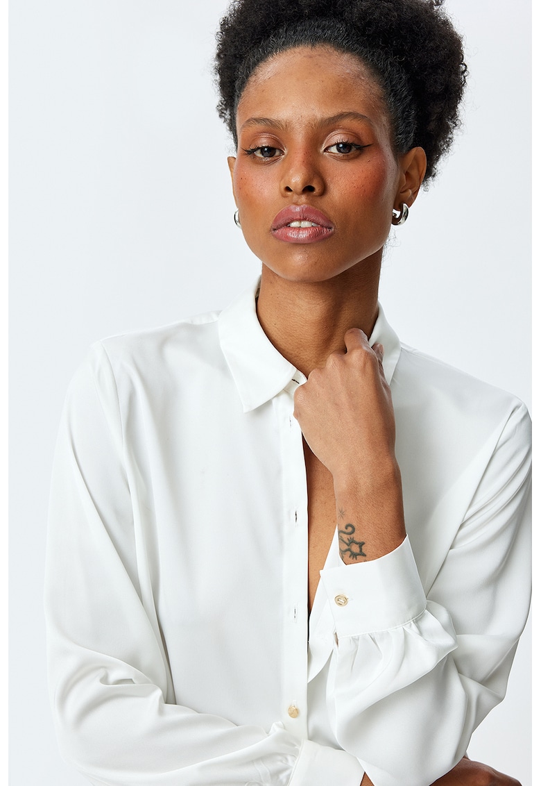 Camasa lejera cu model uni - Alb