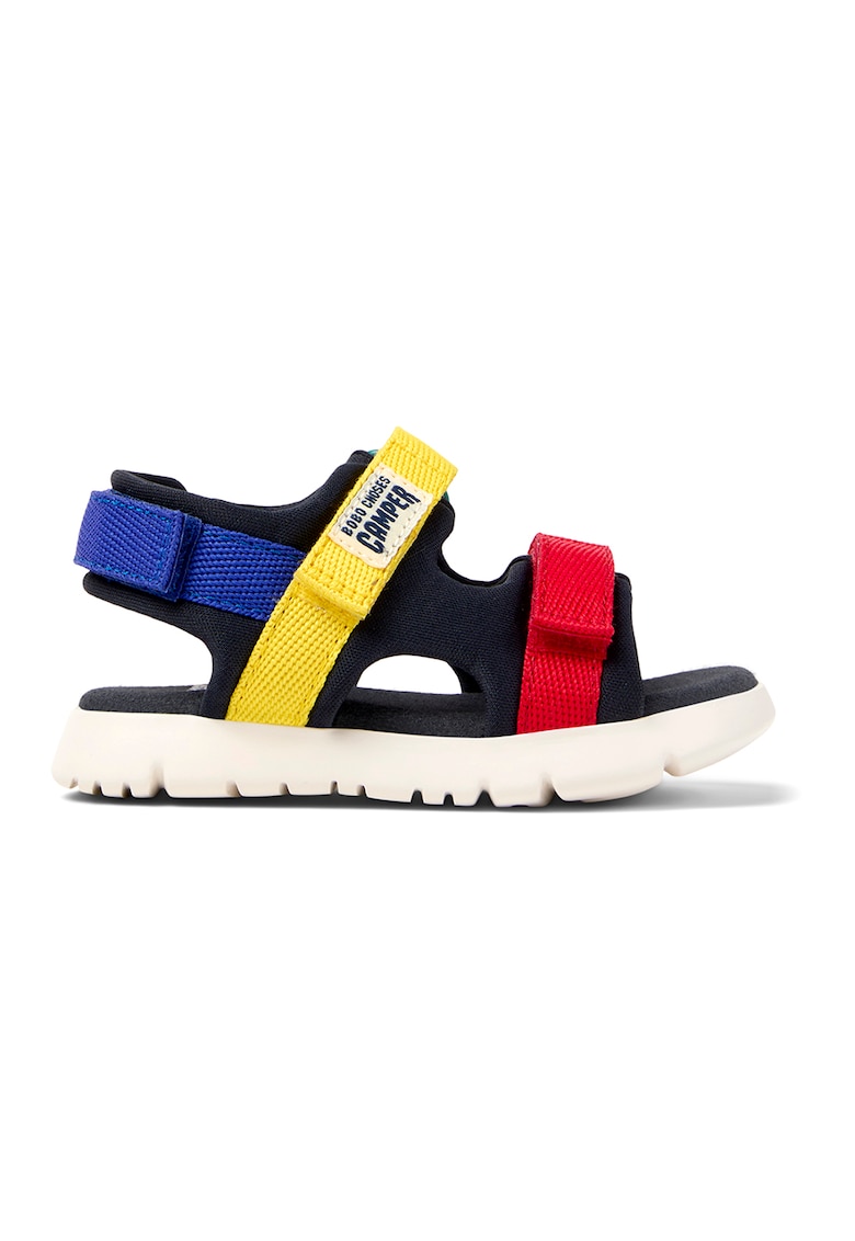 Sandale cu model colorblock si velcro