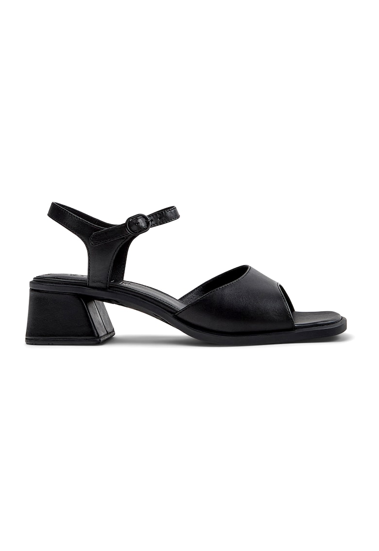 Sandale de piele cu toc masiv - Negru