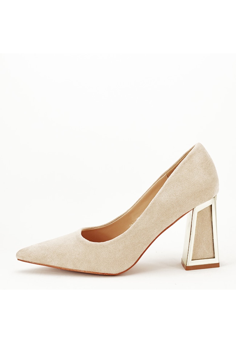 Pantofi nude cu toc comod 3870 02 15505