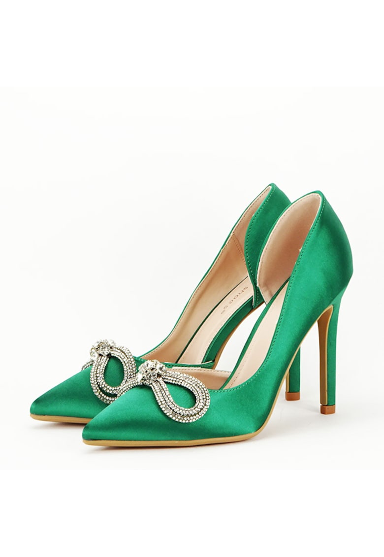 Pantofi verzi cu brosa 6841 04 770