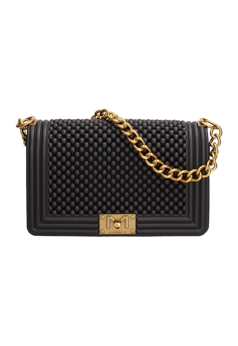 Geanta crossbody cu clapa si aspect cu margele