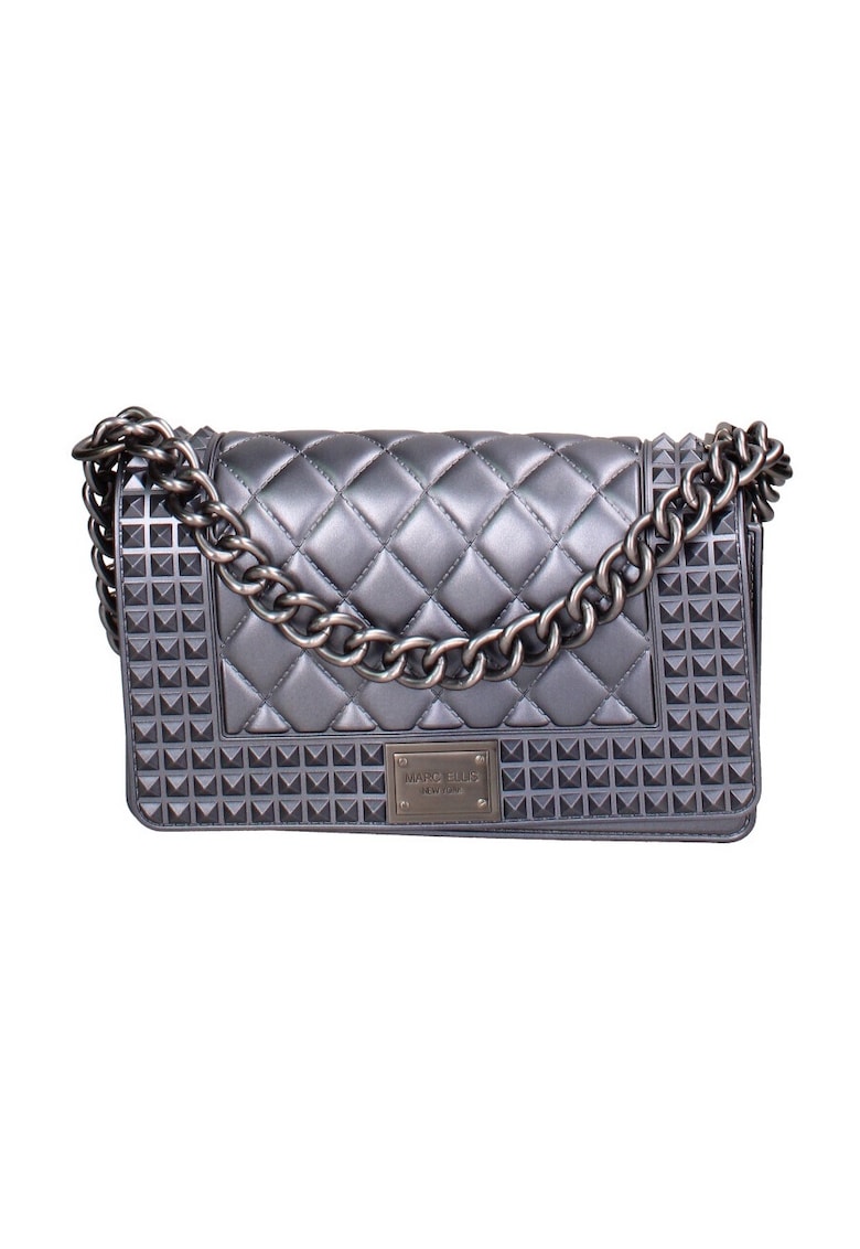 Geanta crossbody matlasata cu protectie de lant pentru umar