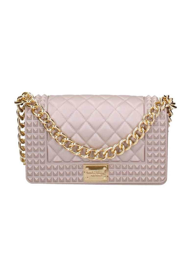 Geanta crossbody matlasata cu protectie de lant pentru umar - Auriu/Gri deschis