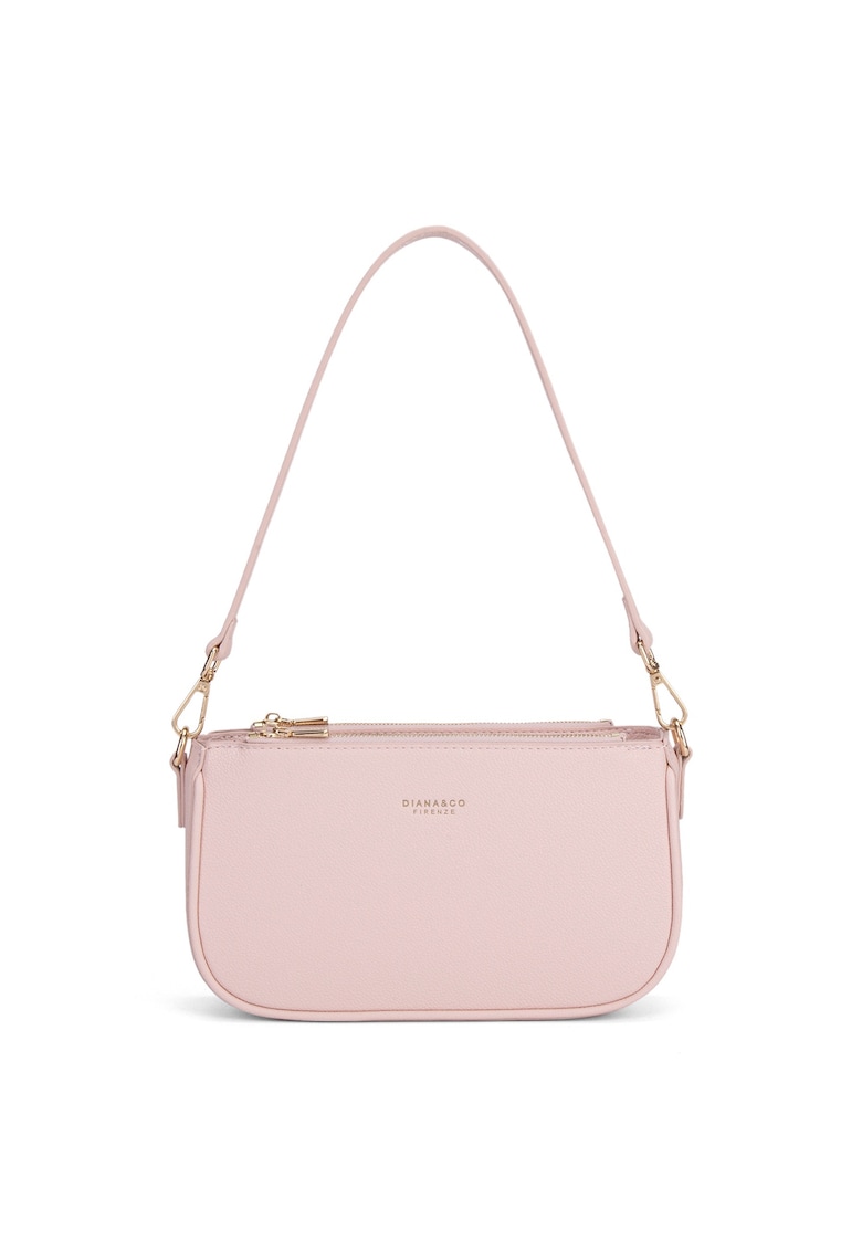 Geanta de piele ecologica cu bareta detasabila de umar - Roz deschis