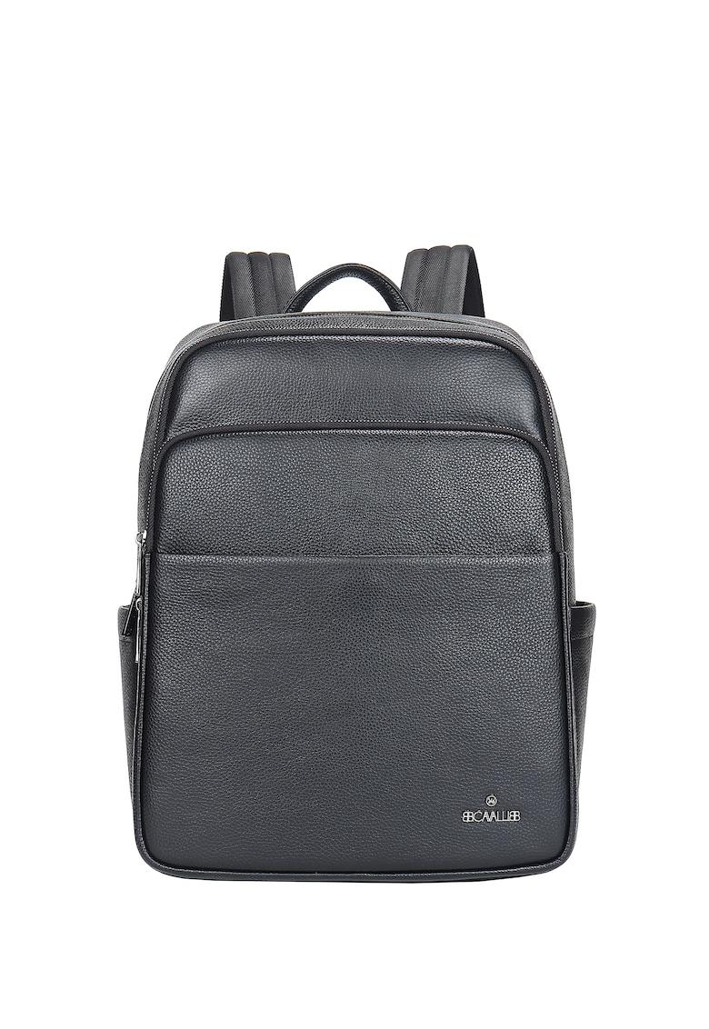 Rucsac de piele cu fermoar - Negru