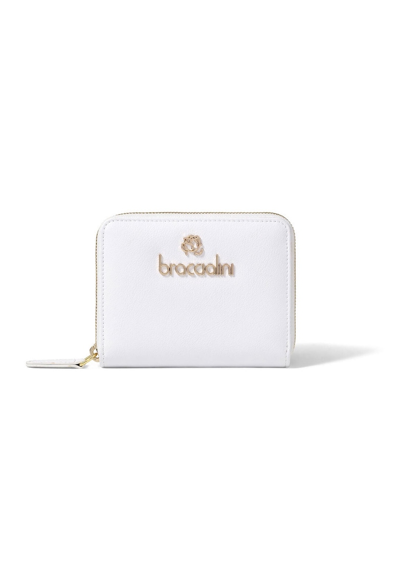Portofel de piele cu logo - Alb