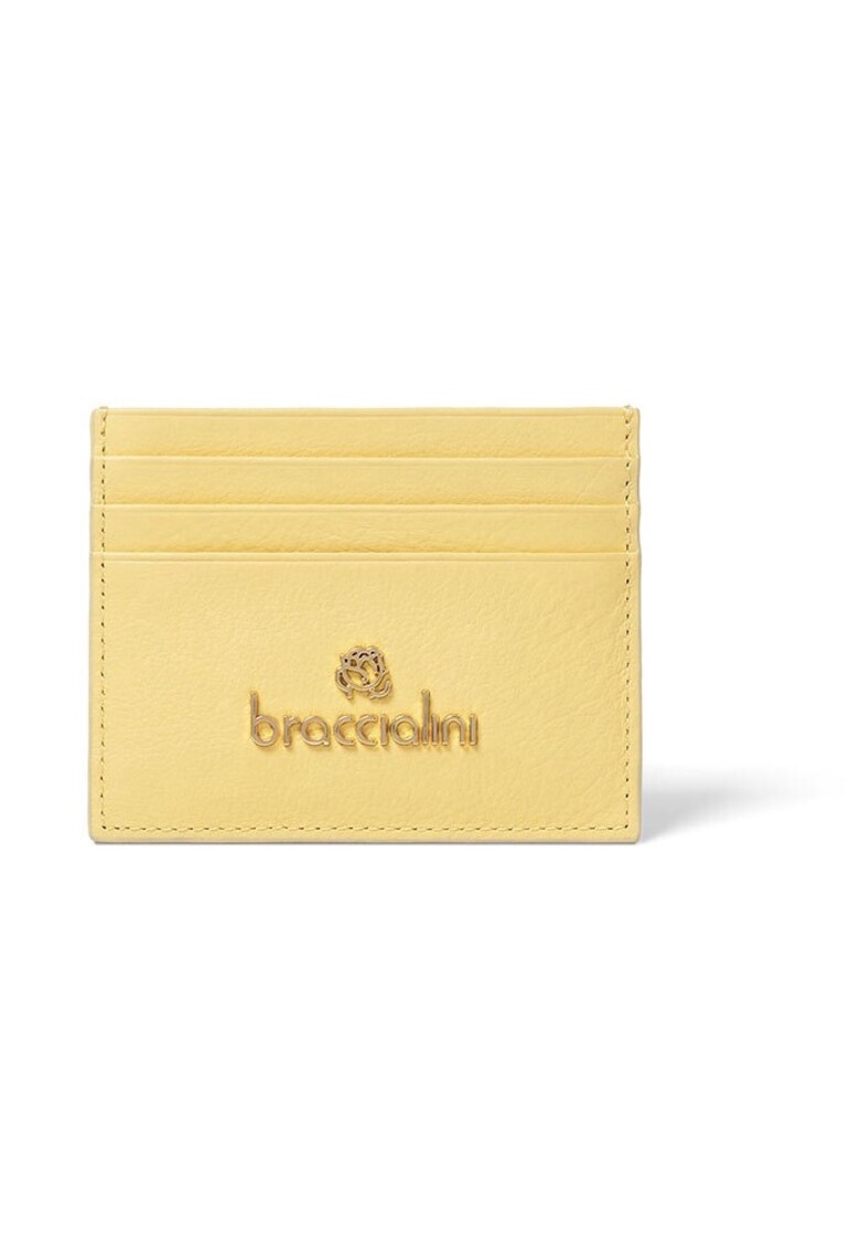 Portcart de piele cu logo 209847 - Galben - 8.5x11x1