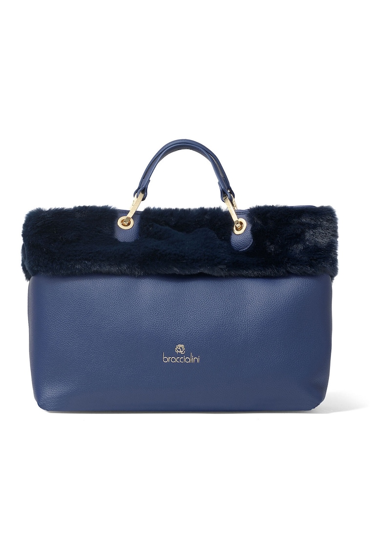 Geanta de piele ecologica cu bareta de umar si etui pufos detasabil 209849