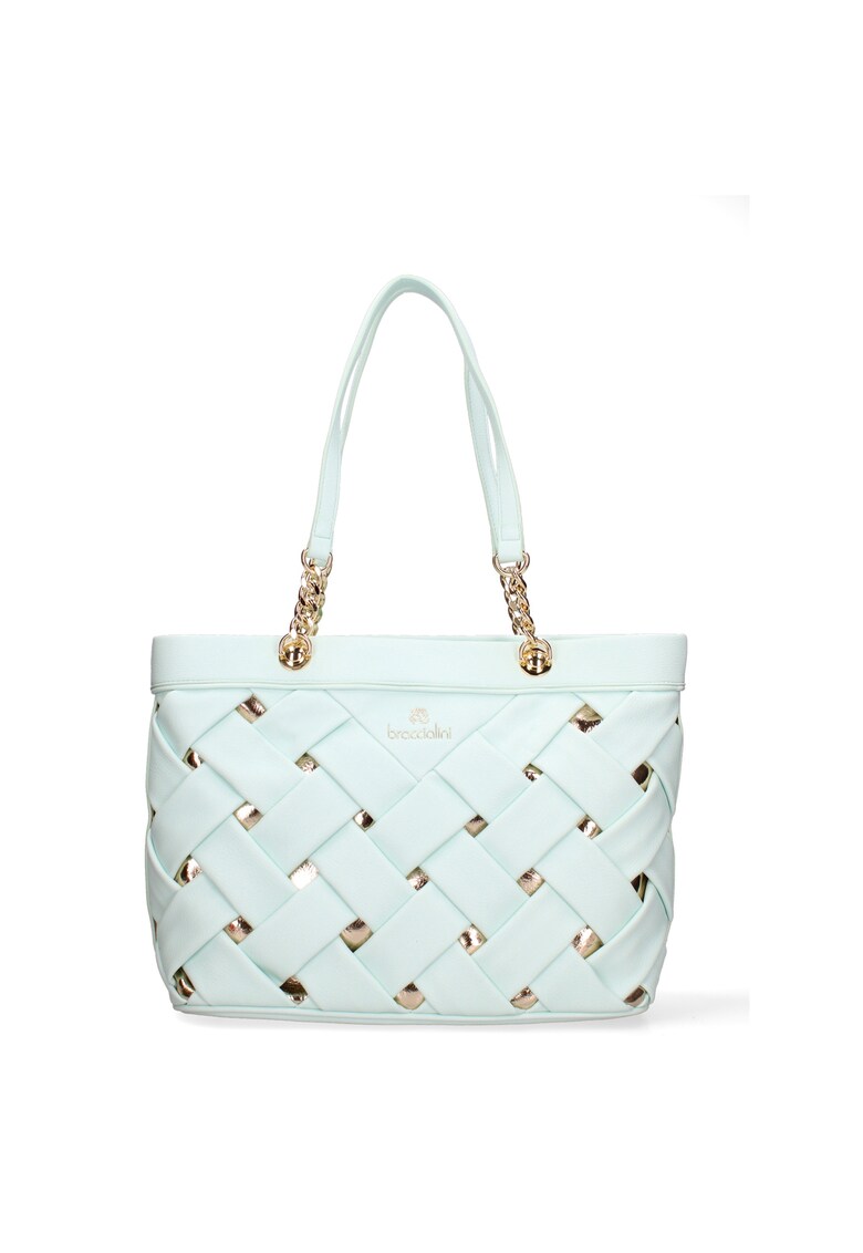 Geanta de piele ecologica cu bareta de umar si model impletit 209865