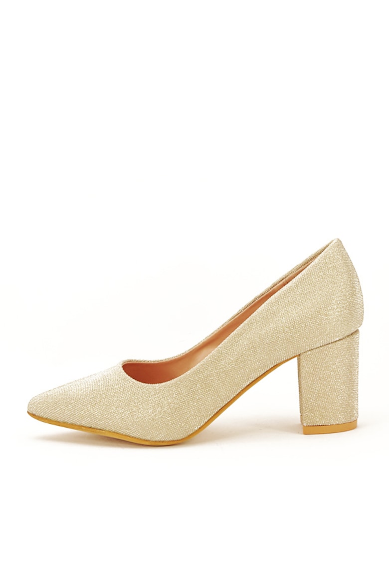 Pantofi aurii cu toc gros Narcisa 04 8798