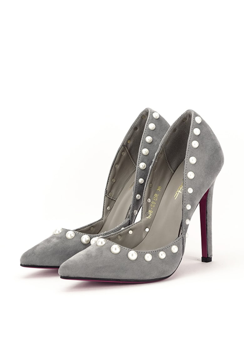 Pantofi gri decupati Carina 04 8774