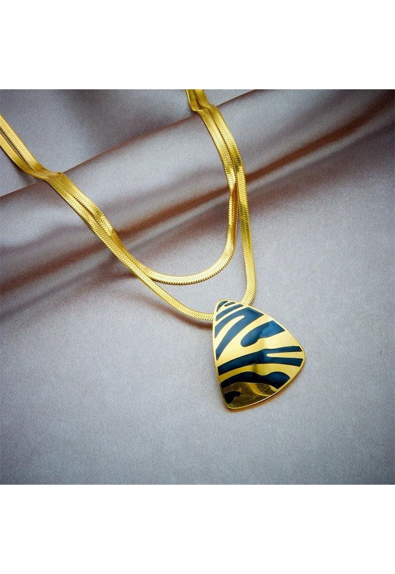 Colier auriu - din otel inoxidabil - cu pandantiv si animal print - suflat cu aur 18k - Thialvi C2