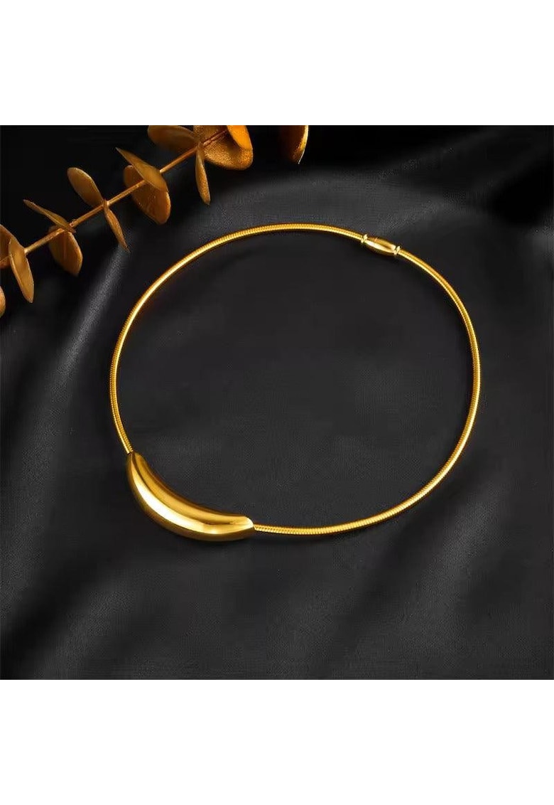 Colier auriu - din otel inoxidabil - design minimalist - suflat cu aur 18k - Toka C2