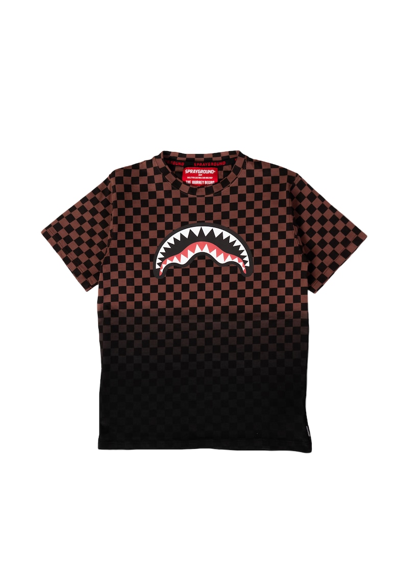 Tricou unisex cu decolteu la baza gatului si model in carouri