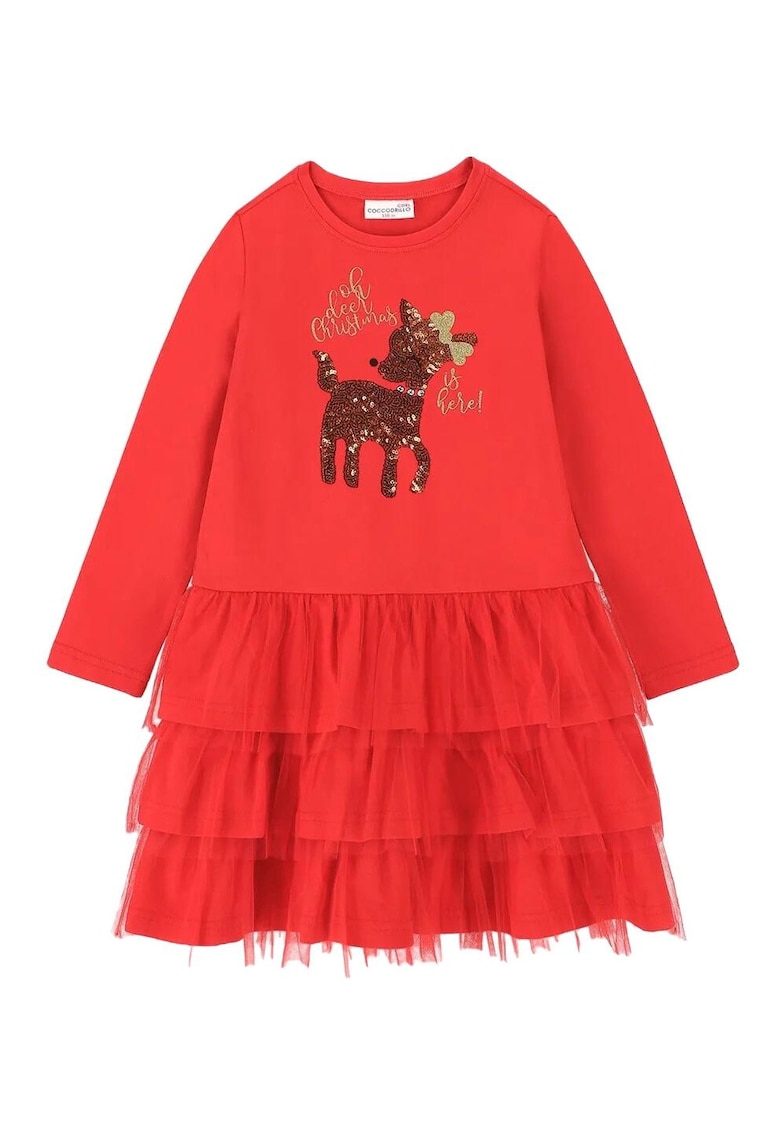 Rochie fete - bumbac - Craciun - Rosu