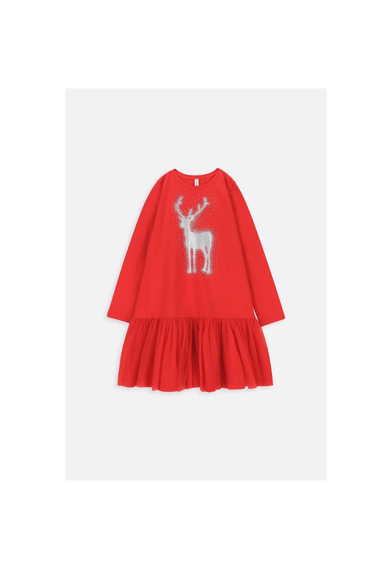 Rochie fete - tricotata - bumbac - rosu