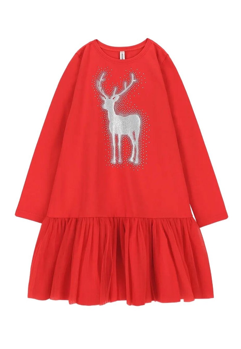 Rochie fete - tricotata - bumbac - rosu
