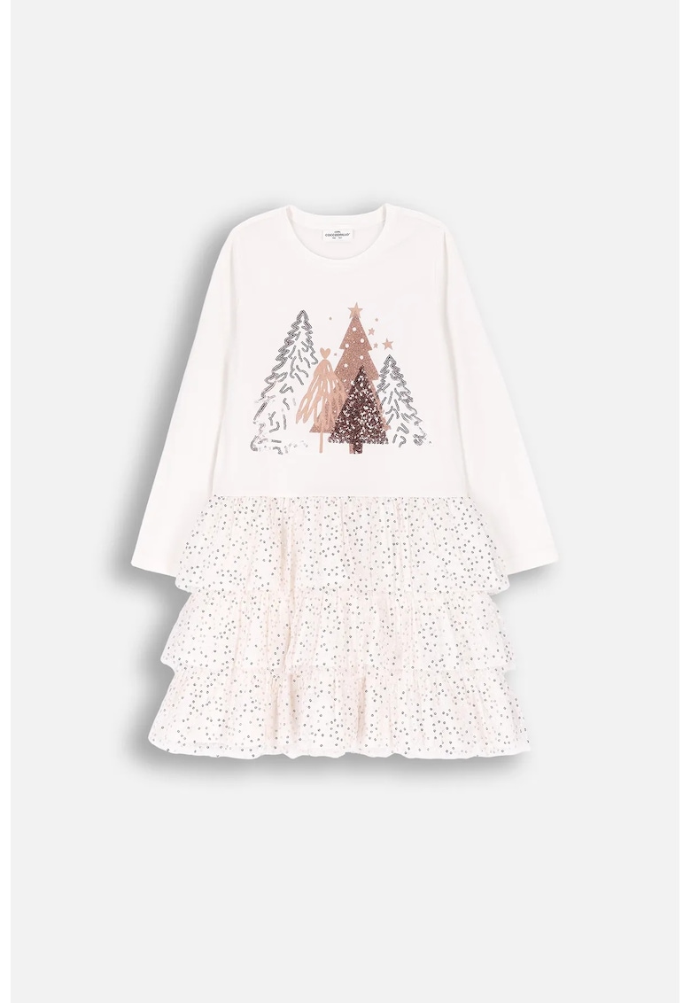 Rochie tricotata fete - bumbac/elastan - ecru