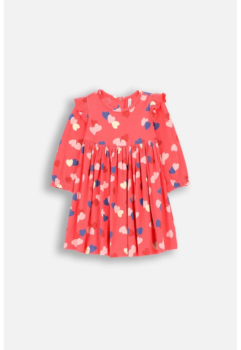 Rochie fete -  imprimeu inimioare - tricot - rosu