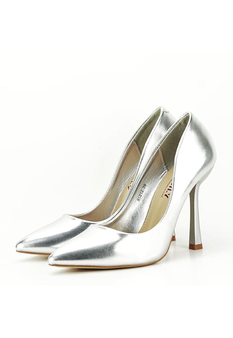Pantofi argintii cu toc comod H1012 11391 Pantofi argintii cu toc comod H1012 11391