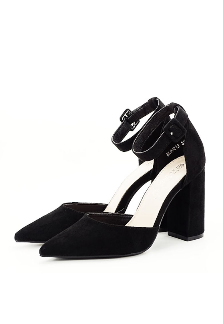 Pantofi negri cu toc gros BLQ6212 03 10903